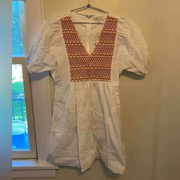 NWT Madewell Embroidered Poplin V-Neck Mini Dress - Picture 11 of 11